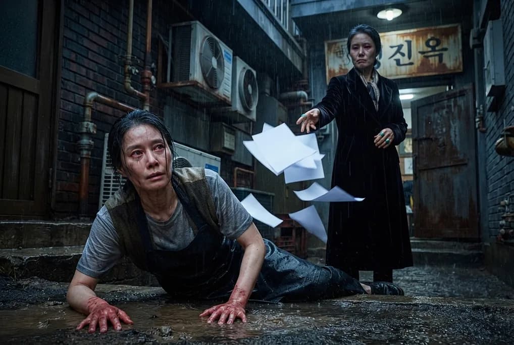 1화 삽화 — 차가운 겨울비가 살갗을 파고들던 그날, 윤은채는 스무 해 동안 자신의 모든 피와 땀을 갈아 넣었던 식당 ‘성…